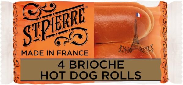 4 Brioche Hot Dog Rolls,, 4 x 45.00 g