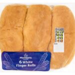 Morrisons White Finger Rolls, 6 count