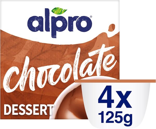 Alpro Smooth Chocolate, Plant-Based & Soya Dessert Alternative, Vegan & Dairy Free, 4 x 125g